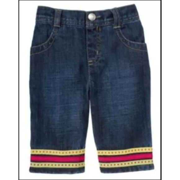 Gymboree short sleeve pink top t-shirt jeans capri pants stripe dot yellow 2T 3 - Picture 2 of 6